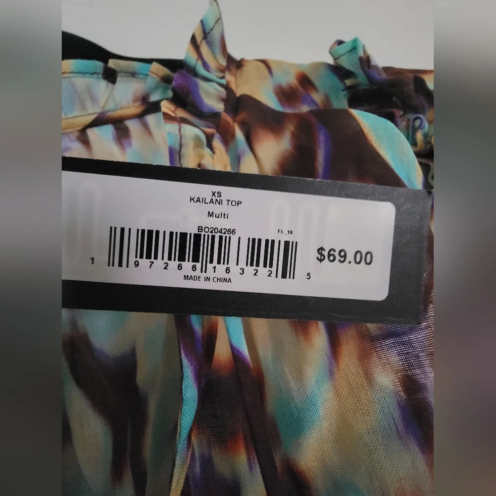 Steve Madden Multicolor Ruffle Sleeve Top - Picture 5 of 5